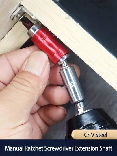 1pc Manual Ratchet Screwdriver Extension Shaft, Universal Adapter For Narrow Space Edge Screw, Hexagonal Shank, Angled For Drill Connection,Tool Accessories