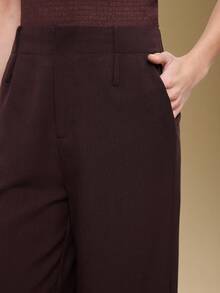 BizChic 2025 Autumn/Winter New Burgundy Side Pocket Straight Leg Pants, Elegant & Romantic Office/Business Casual Trousers, Suitable For Weddings, Parties, Performances, Daily Wear, Halloween, Christmas, National Day, New Year - Coffee Brown - View 7