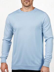 RueChic Men's Round Neck Long Sleeve Sweater - Baby Blue - View 4