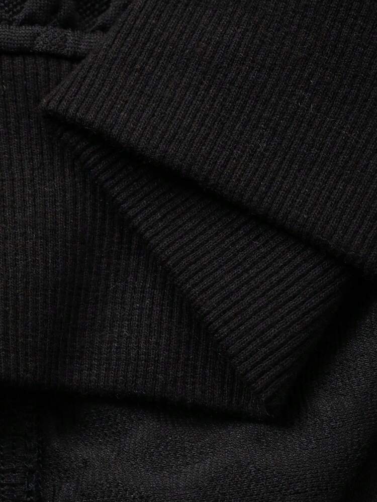 Autumn Pattern Embroidered Textured Fabric Suitable Crew Neck Men Pullover Sweatshirt