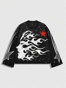 ROMWE MEN Street Life Sudadera con capucha con estampado gráfico para hombre, adecuada para primavera/verano