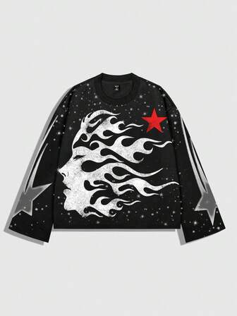 Street Life Herren Streetwear Grafik Muster Pullover Hoodie, geeignet für Frühling/Sommer