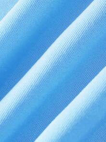 SHEIN 2pcs Women Set, Autumn/Winter New, Light Blue Stand Collar Zip-Up Hoodie, Matching Long Sleeve Sweatpants With Ribbed Cuffs, MEW YORK REOOKLYN Letter Print, Comfortable Casual, Mother-Daughter Matching - Baby Blue - View 5