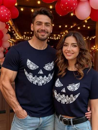 Manfinity NXTstreet 男士休闲鬼脸水钻印花圆领短袖T恤