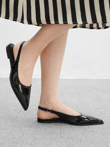 CUCCOO BIZCHIC Women's Pointed Toe Slingback Flats, Black Backless Comfortable Minimalist Casual Loafers, Versatile Work Shoes For Christmas - Black - View 3