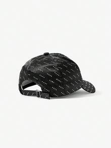 SHEIN SXY Women's Fashionable Versatile Washed Rhinestone Baseball Cap - Black - View 9