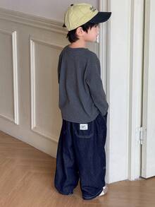 SHEIN Little Byeori Young Boys' Casual Colorblock Pocket Round Neck Long Sleeve T-Shirt - Multicolor - View 5