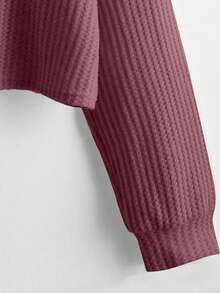 SHEIN Unity Women's Casual Solid Color Cropped T-Shirt, Versatile For Autumn - Redwood - View 3