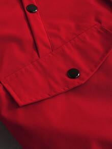 PAVTROS Men's Casual Zip-Up Fleece Trim Hooded Padded Coat, Autumn/Winter, Christmas - Red - View 7