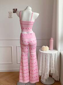 Comfortcana Ensemble 2 pièces décontracté pour femmes, comprenant un débardeur imprimé et un pantalon