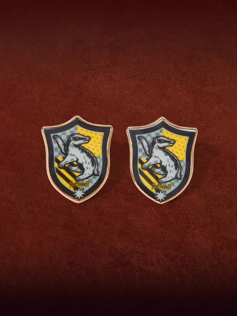 HARRY POTTER X SHEIN 1 Đôi bông tai họa tiết động vật cổ điển - Màu vàng - Xem 1