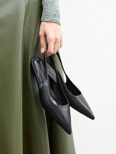 CUCCOO BIZCHIC Women's Pointed Toe Low Heel Flat Slip-On Shoes, Versatile Casual Commuter Style, Black For Christmas