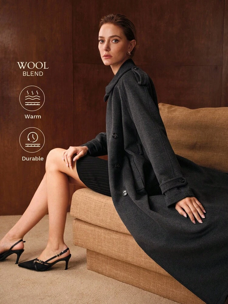 WOLL DOPPELREIHIGER MANTEL, HERBST WINTER