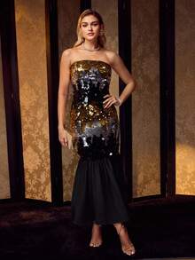 MOTF Soiréza SEQUIN MERMAID HEM TUBE PROM DRESS - Multicolor - View 5