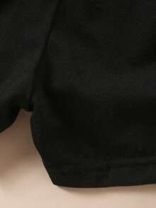 SHEIN T-shirt nera a maniche corte con stampa grafica di Babbo Natale e omini di pan di zenzero, adatta per ragazze, ideale per feste e raduni natalizi - nero - Visualizzare 5
