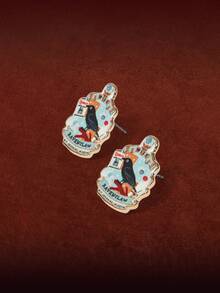HARRY POTTER X SHEIN 1 par de pendientes con diseño de animal y letra de moda - Dorado - Ver 2