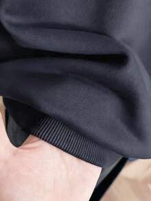 SHEIN 一件装休闲简约字母印花口袋拉链卫衣外套，适合青少年女孩，简约街头风，秋冬季必备单品 - 深灰色 - 查看 6
