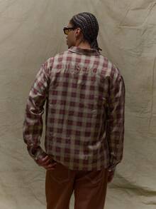 Musero Camisa de manga larga con botones y bolsillo delantero, estilo de cuadros todo sobre, detalles occidentales para otoño, primavera y verano - Multicolor - Ver 1