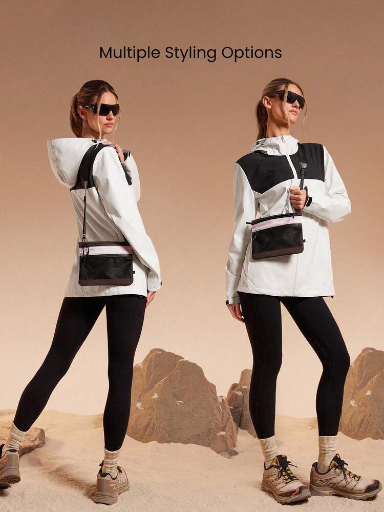 0.5L ディスカバーモード 撥水ジッパーメッシュポケット 調節可能ストラップ クロスボディショルダーバッグ ジム トラベル ハイキング アウトドア デイリーアクティブ