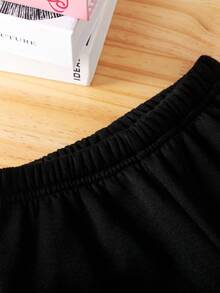 1 Set Young Boy Fashion Cool Shark & Tralalero Tralalala Italian Brainrot Graphic Print Black Hoodie And Pants Outfit, Suitable For Outings And School Wear, Autumn/Winter - Black - View 3