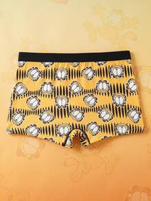 GARFIELD | SHEIN 1pc Men's Soft & Comfortable Cat Print Trunks,Soft & Comfortable, Basic Casual Boxer Brief, Cartoon Boxers Graphic Boxers Mans Boxers Funny Boxers For Men