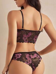 Charlaine 女士优雅花卉蕾丝内衣套装 - 彩色 - 查看 2
