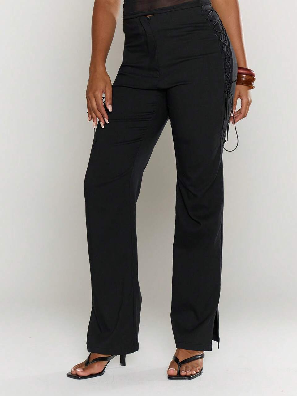 Lace Up Side Tailored Trousers Occasion Sexy Going Out Autumn Fall Night Out  Cute Date Night Thanksgiving Party Summer Casual