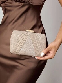 CUCCOO SZL Glitter Pleated Clutch Bag With Chain Strap, Shoulder & Crossbody Bag, Perfect For Parties And Banquets, Versatile Women's Fashion Bag