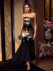 MOTF Soiréza SEQUIN MERMAID HEM TUBE PROM DRESS - Multicolor - View 7