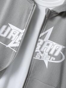 PAVTROS Boys' Star Print High Street Zip-Up Hooded Jacket Fall Winter - Light Grey - View 4