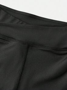 Shorts skinny esportivos para meninas adolescentes, cor sólida, liso, com cós elástico, tecido elástico alto e quatro direções, adequado para ciclismo, corrida e treinamento