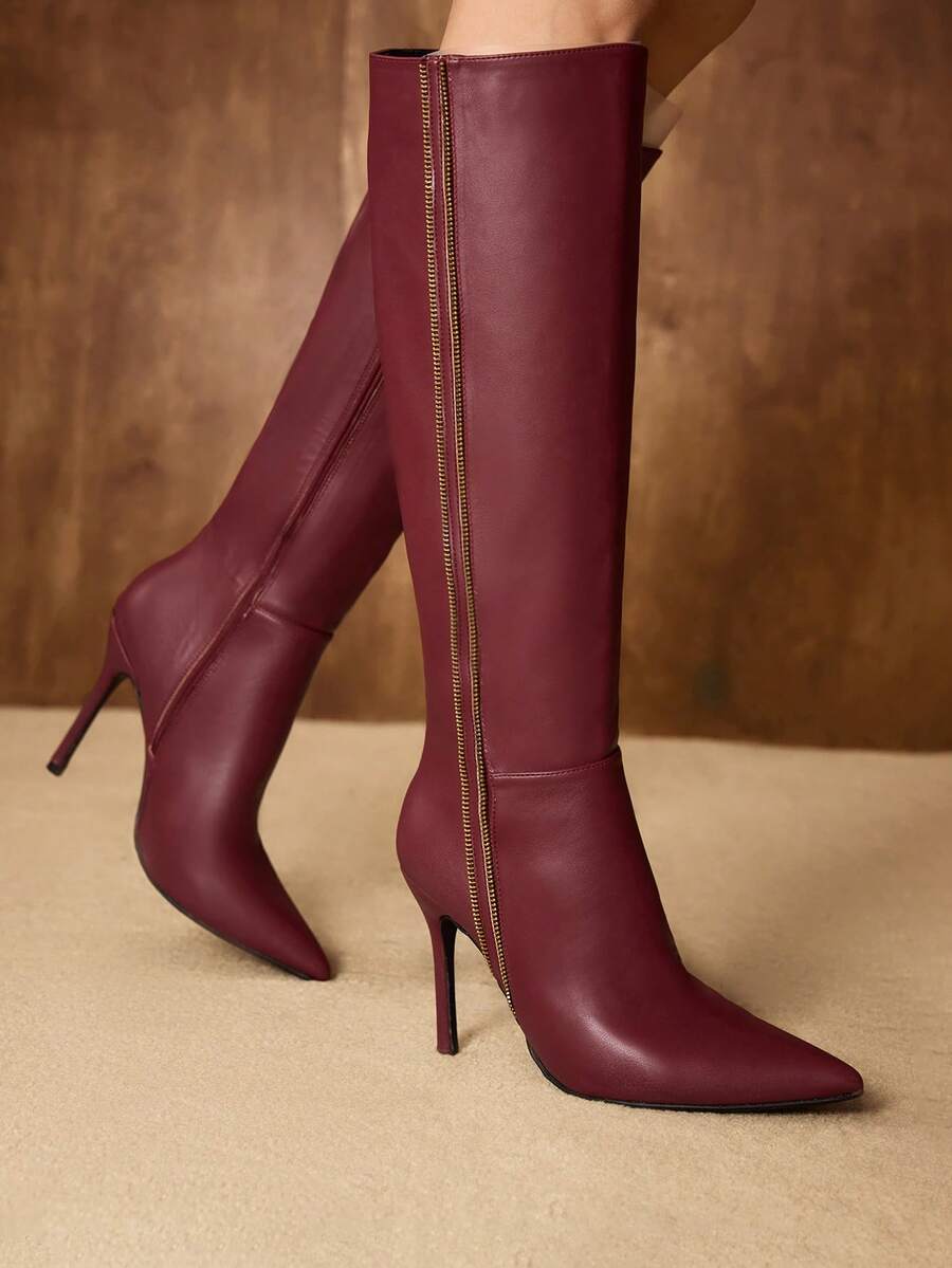 MOTF CIZME PENTRU FEMEI, CU VÂRF ASCUNTIT, ȘI PLĂCATE, TOC STILETTO, MODEL MODEL, POTRIVITE PENTRU ÎNTÂLNIRI ȘI PETRECERI