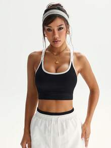 Dewbera Seamless Backless Women Sports Bra For Daily Workout - Black - View 2