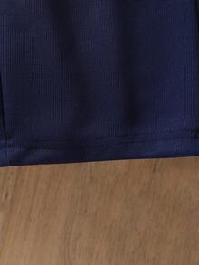 2件套年轻女孩时尚宽松运动衫和松紧腰阔腿裤套装，春秋 - 藏蓝色 - 查看 4