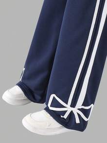 2件套青少年女孩拉链连帽运动衫和休闲宽松运动裤套装 - 藍色 - 查看 5