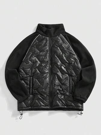 Street Life Chaqueta casual de invierno con cremallera y mangas raglán de unicolor para hombre