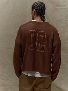 Musero Long Sleeve Lightweight Crew Neck Numbered Applique Back Detailing Winter - Coffee Brown - View 2