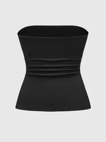 ROMWE Grunge Punk Y2K Subculture 大码女式水钻下摆开衩短款上衣 - 黑色 - 查看 2