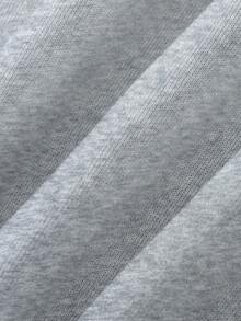 SHEIN 2pcs Women Autumn/Winter Set, Heather Gray Stand Collar Zip-Up Hoodie & Matching Long Sleeve Sweatpants With Graphic Print, Comfortable Casual Matching Mother-Daughter Outfits