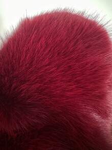 Sunnyshic 1件女士勃艮第酒红色仿皮草奢华优雅内衬夹克 - 酒紅色 - 查看 7