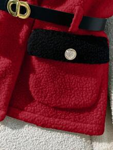 GlowEve Fashionable Sleeveless Color Block Jacket For Commuting, Autumn/Winter, Christmas - Red - View 6