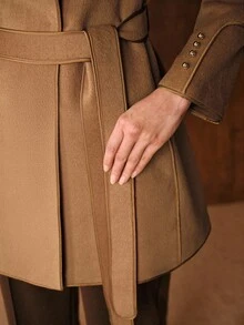 MOTF PREMIUM WOOL CONTRAST PU LEATHER OVERCOAT - Khaki - View 7