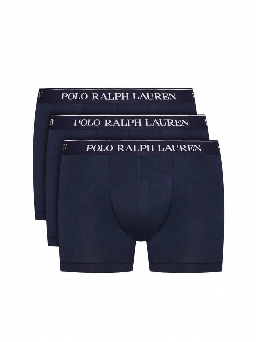 Ralph Lauren 3件装男士松紧腰字母印花休闲运动内裤 - 海軍/海軍/海軍 - 查看 1