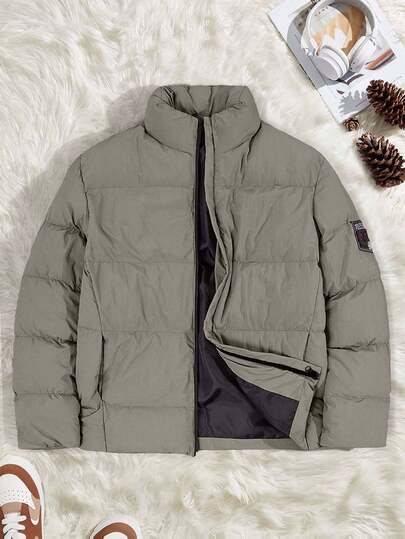 SHEIN Cottnline Men Patched High Quality High Neck Regular Wintercoat