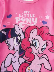 My Little Pony X SHEIN 少女卡通图案圆领长袖T恤