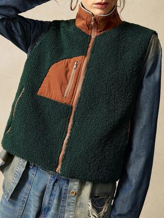 Bohemela Casual enfärgad vävd ärmlös beskuren damjacka höst vinterkläder för kvinnor