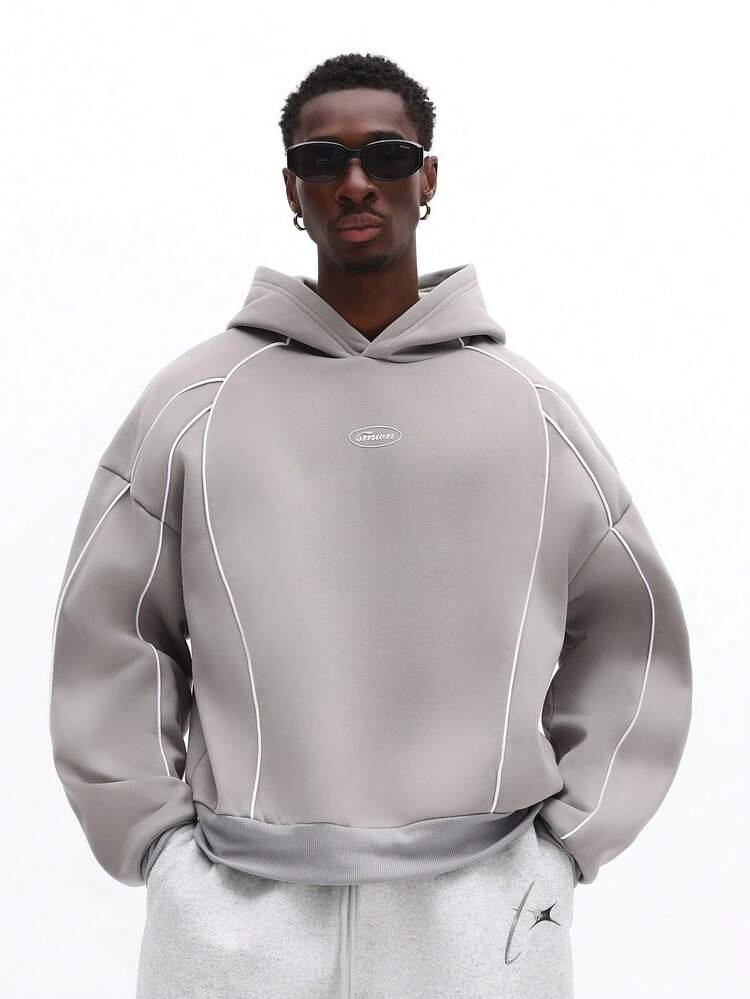 Pullover Hoodie With Contrast Piping Details