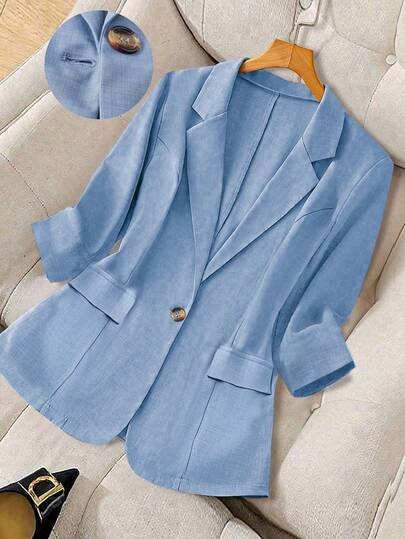 GlowEve CURVE 大码女式收腰翻领休闲人字纹西装外套，时尚简约休闲办公室通勤优雅女士服装