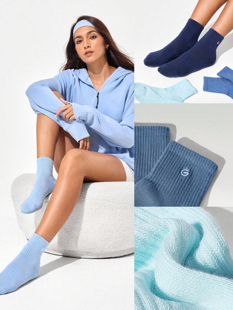 5 pares de calcetines suaves y ventilados con logo bordado para entrenamiento, uso diario y casual