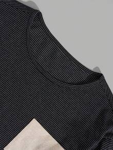 EURMUSE Men Stripe Printed Fabric With Pocket Regular Longsleeve & Pants Homewear Set - Navy Blue - View 4